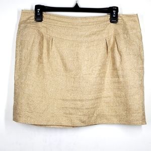 MICHAEL MICHAEL KORS Gold Metallic Linen Mini Skirt 12 EUC